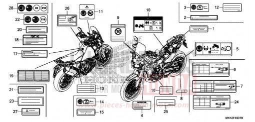 CAUTION LABEL (CRF1000A2/AL2/D2/DL2) CRF1000D2J de 2018